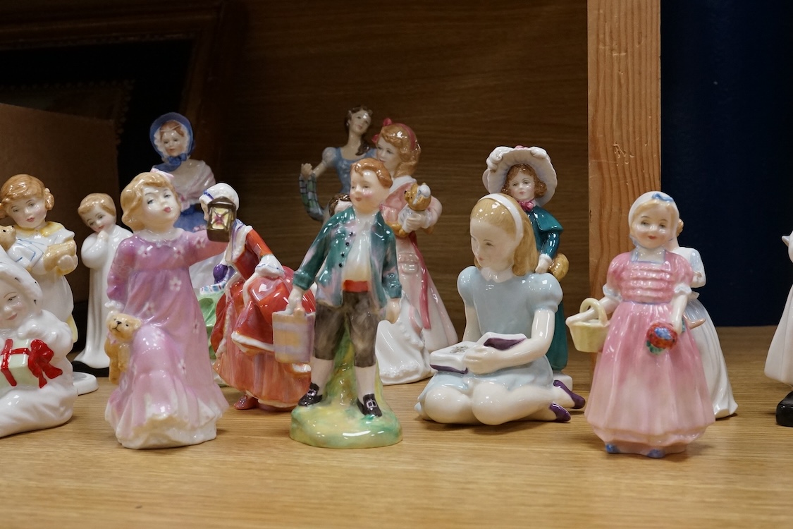A collection of Royal Doulton figurines to include Bedtime, Goody Two Shoes and Milestone